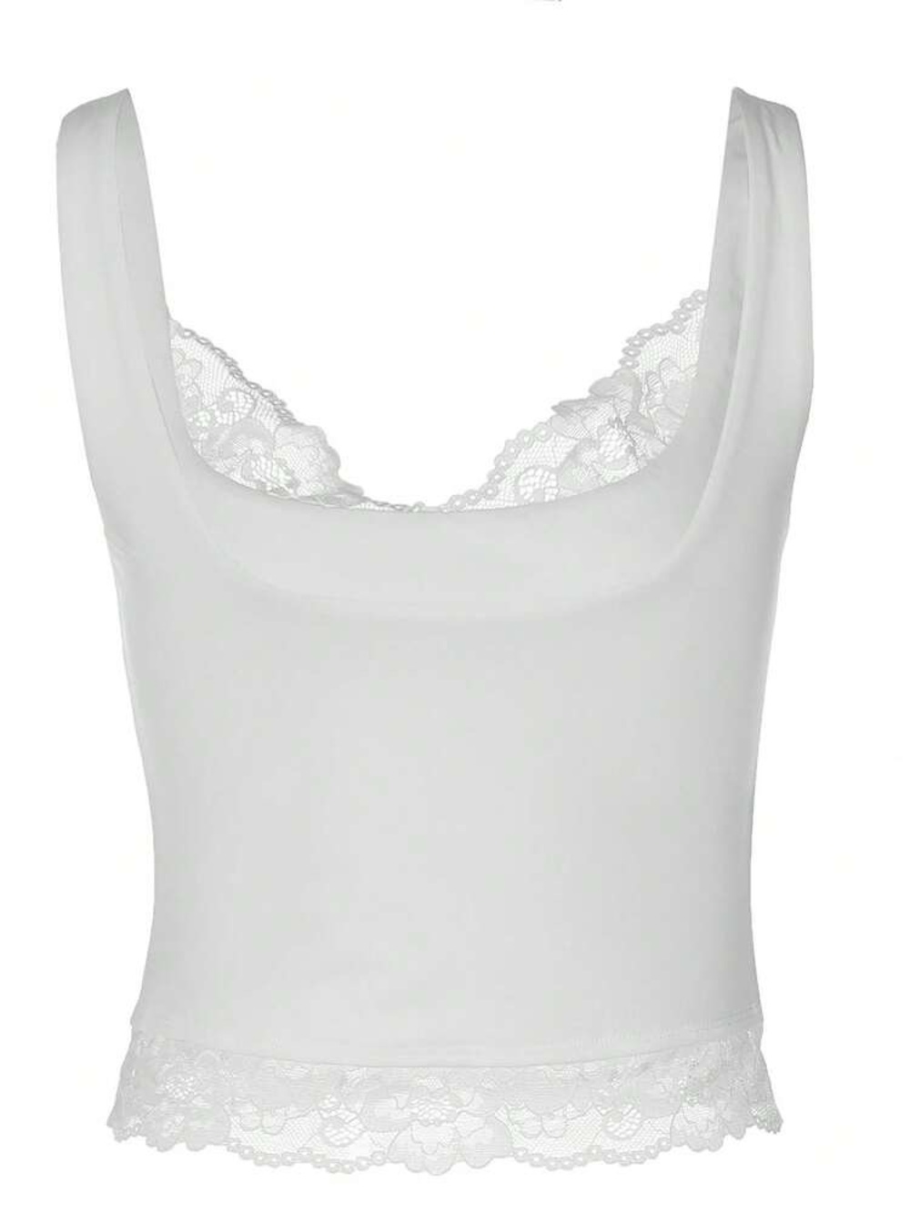 SHEIN White Lace-Trim Scoop Neck Tank Top